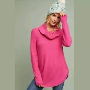 Moth Anthropologie Pink Brenta Cowl Neck Knit Sweater M Raglan Sleeve